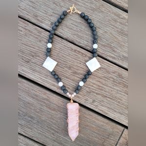 Rose Quartz on Lava by GemAlkamii